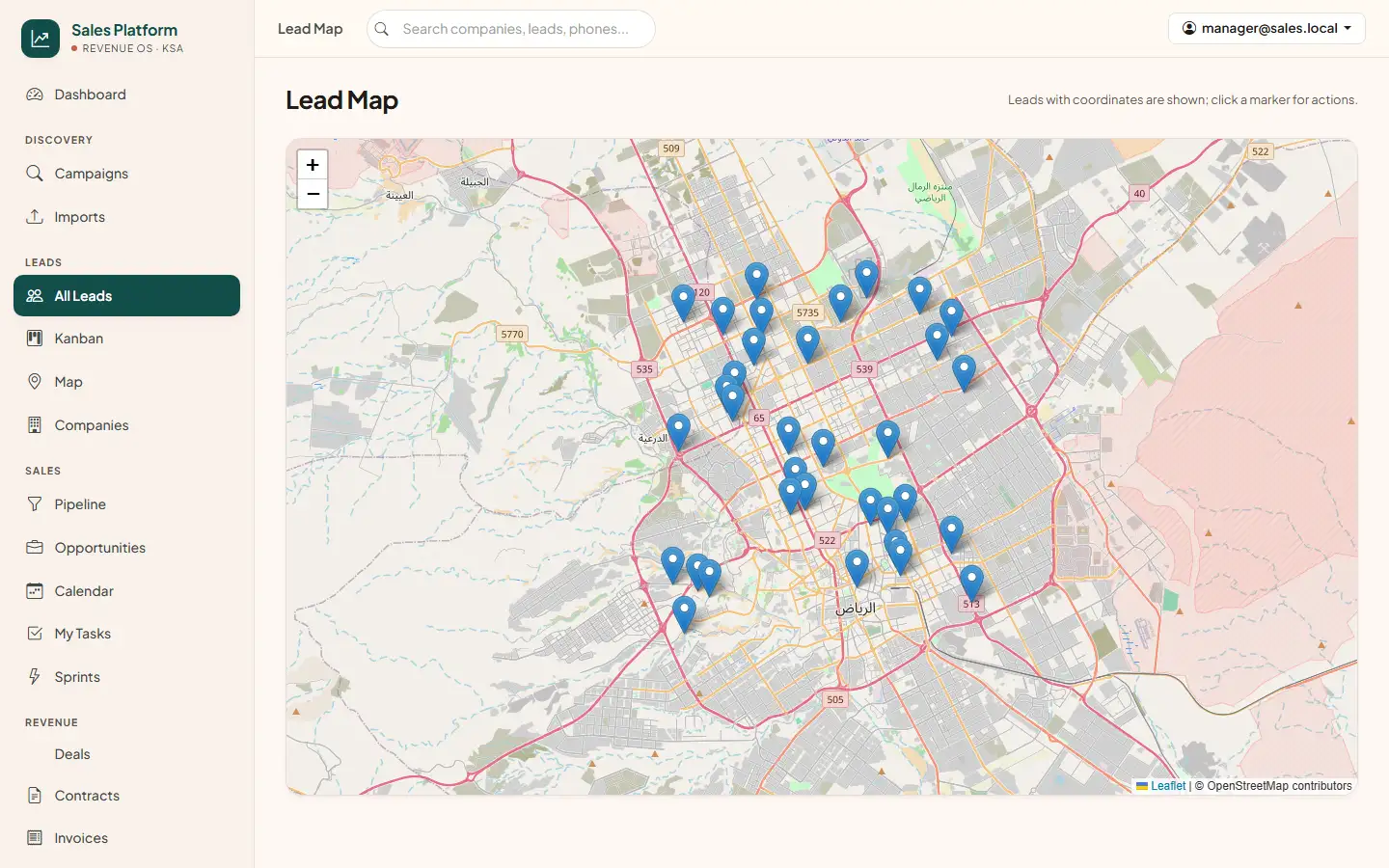 Lead map of Riyadh